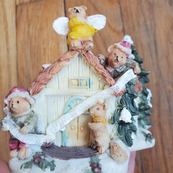 Polyresin hinged house bears the holiday hamlet christmas pageant figurine - Picture 4 of 11